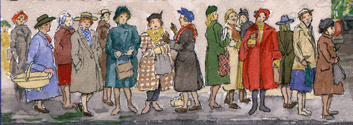 (Charmouth Women's Institute, queueing)